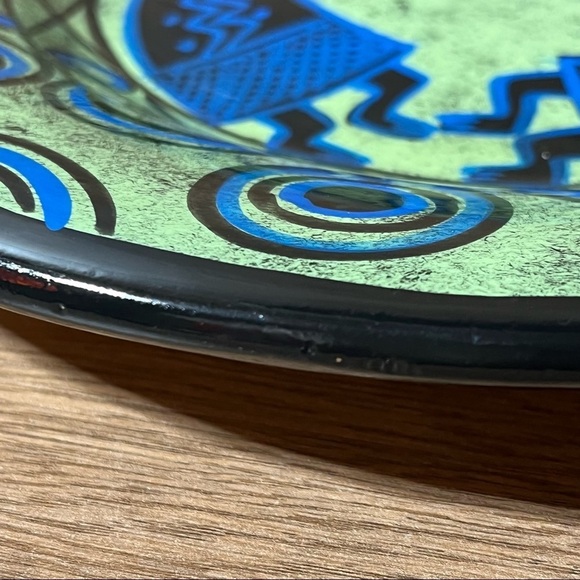 Mexican Terracotta Clay Pottery Kokopelli Hand Painted Folk Art Wall Plate 12” - Picture 6 of 10